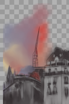 失火的巴黎圣母院图片素材免费下载