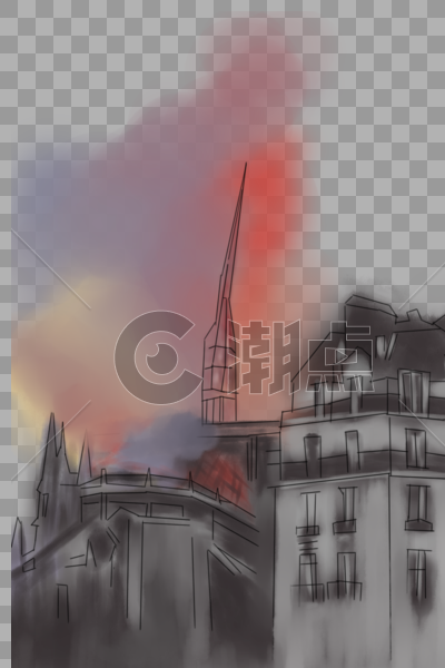 失火的巴黎圣母院图片素材免费下载