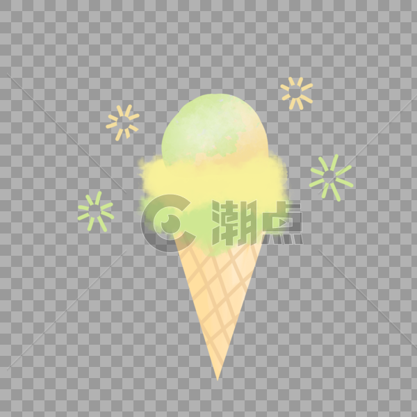 夏天夏日清新冰淇淋棉花糖手绘装饰图案图片素材免费下载