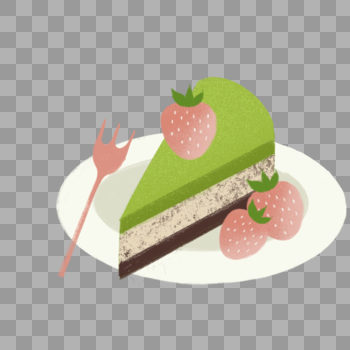 草莓抹茶蛋糕图片素材免费下载