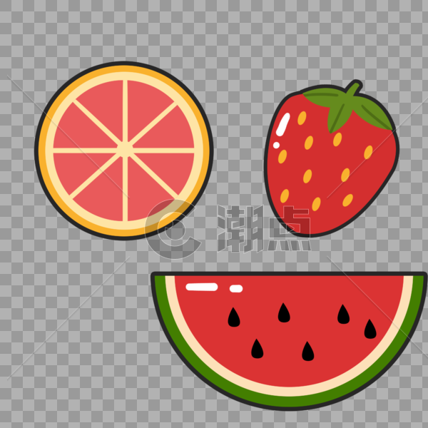 夏天时候的西柚西瓜草莓水果图片素材免费下载
