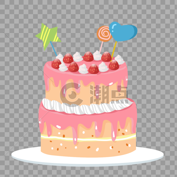 节日里的甜蜜美味的草莓奶油蛋糕图片素材免费下载