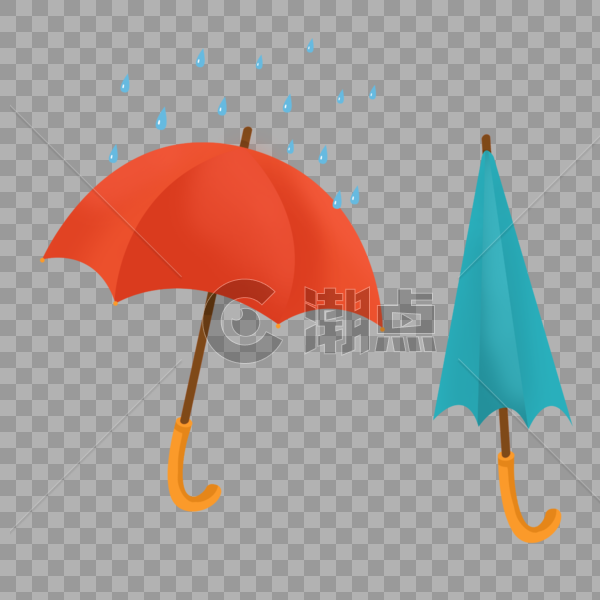 张开的雨伞 收起的雨伞图片素材免费下载