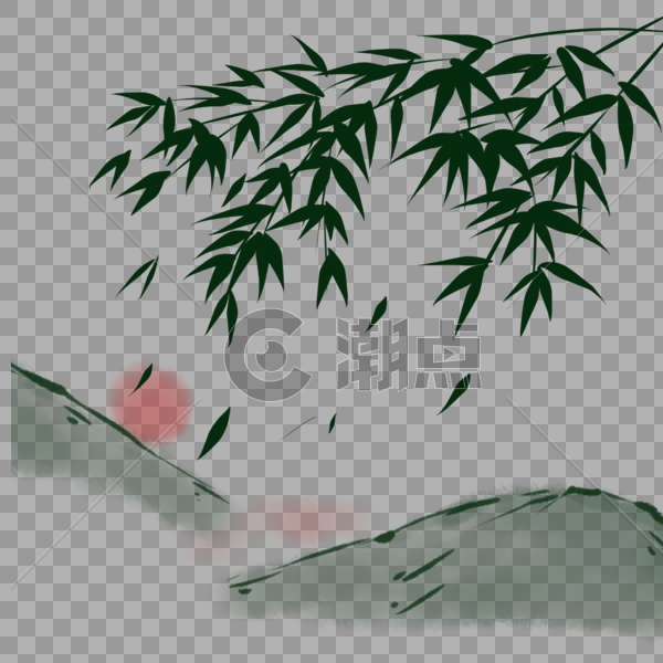 竹子与山水图片素材免费下载