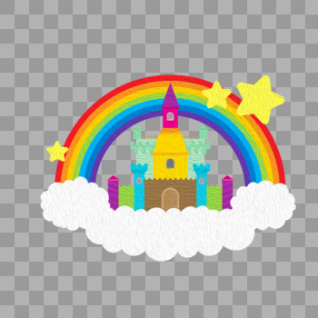 美丽的彩虹和彩色梦幻城堡图片素材免费下载