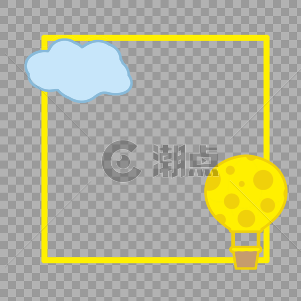 浪漫热气球黄色边框图片素材免费下载