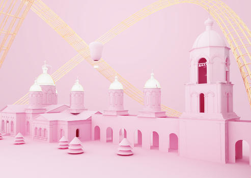 粉色城堡场景图片素材免费下载