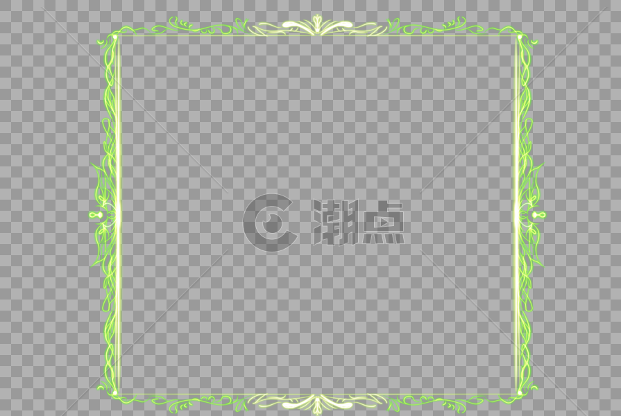 绿色发光纹样方形边框图片素材免费下载
