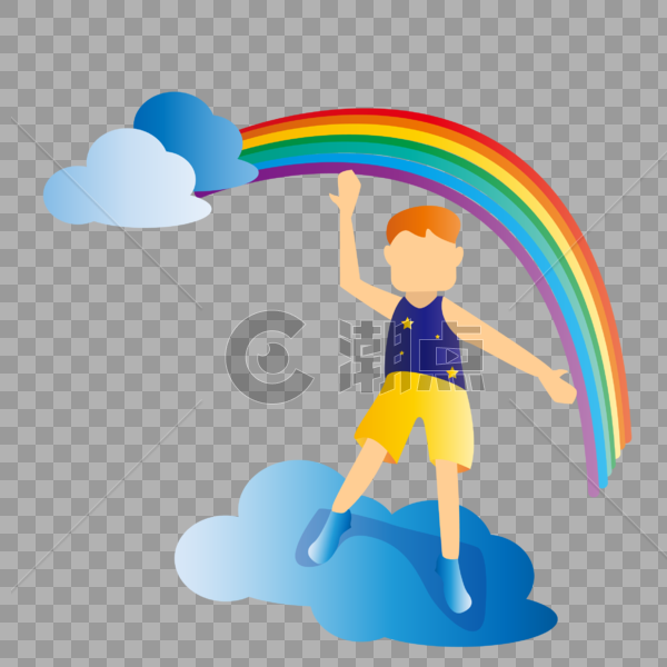 扁平化儿童节彩虹图片素材免费下载