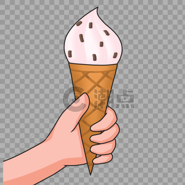 手绘手拿冰淇淋图片素材免费下载