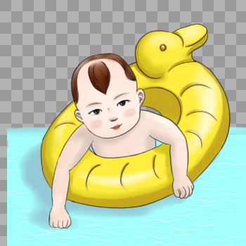 夏日学游泳的宝宝图片素材免费下载