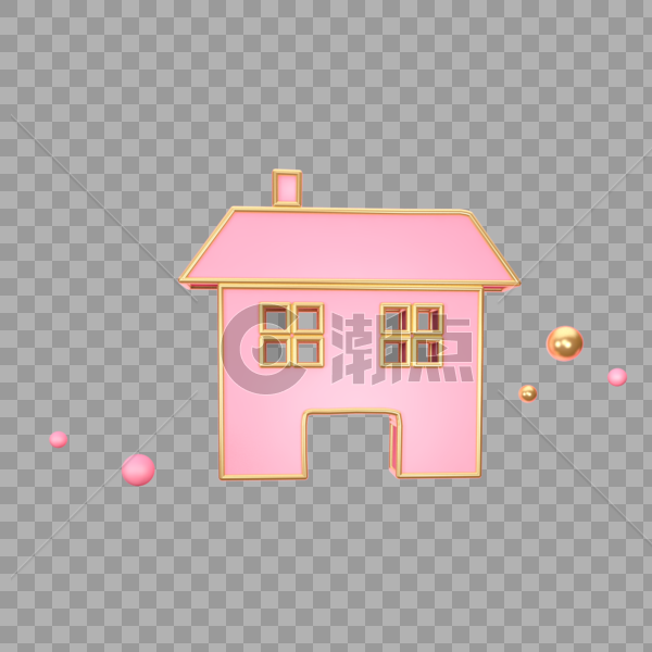 粉色房子立体图标图片素材免费下载