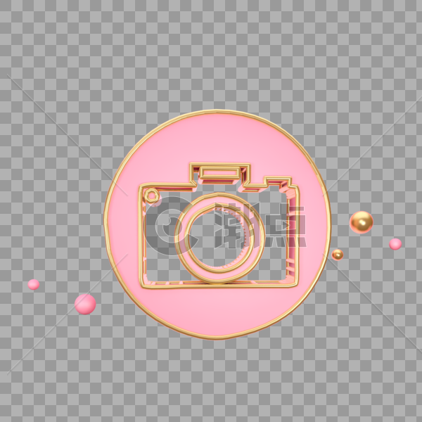 立体粉色照相机图标图片素材免费下载