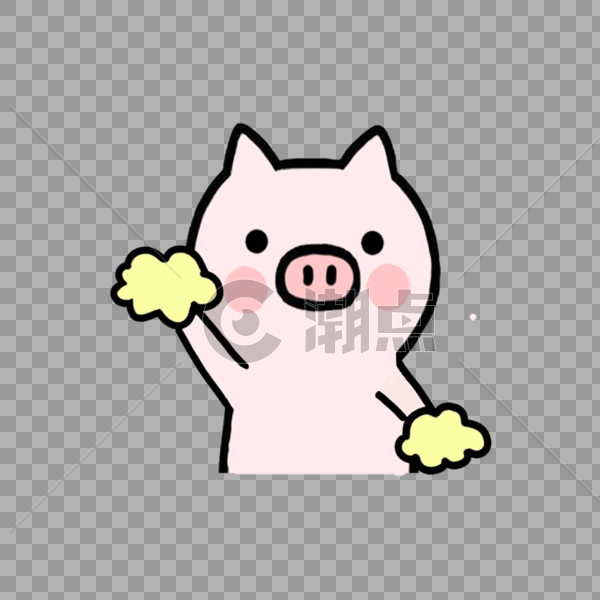 手绘一只跳舞的可爱小猪图片素材免费下载