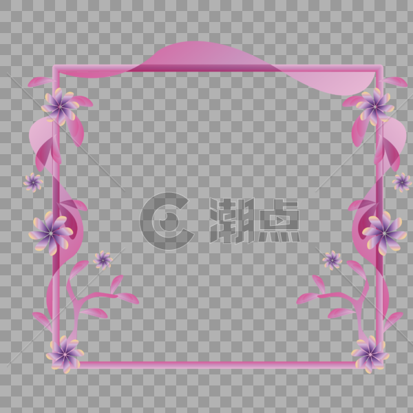粉紫植物元素边框图片素材免费下载