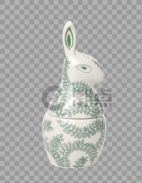 绿色兔子瓷罐图片素材免费下载