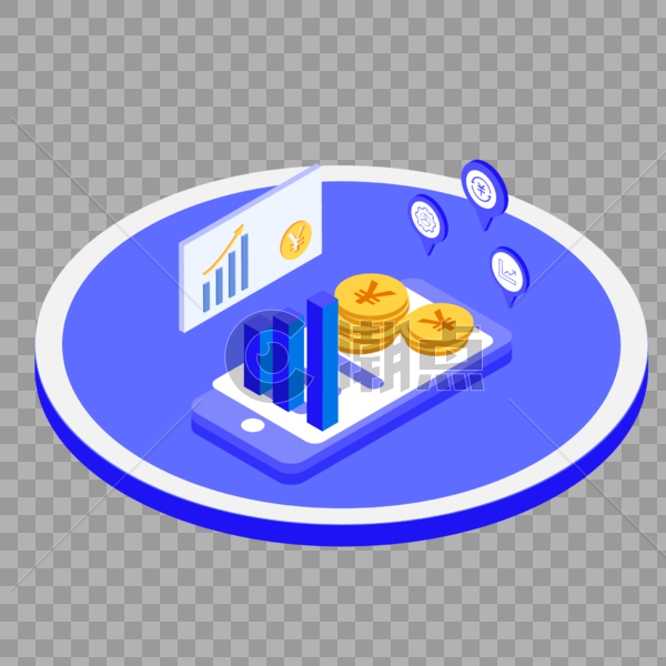 2.5D蓝色科技互联网金融插画图片素材免费下载