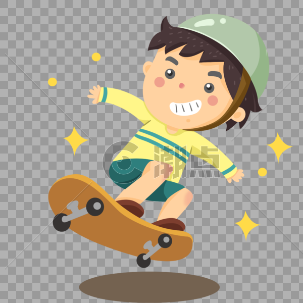 开心的玩滑板的小男孩图片素材免费下载