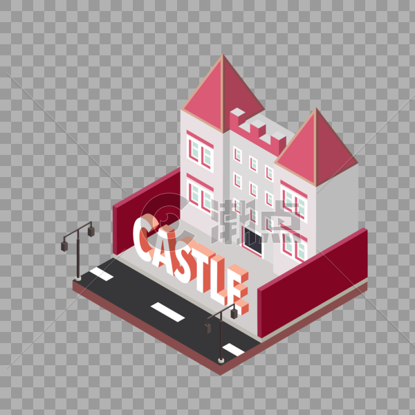 2.5d创意城堡场景图片素材免费下载