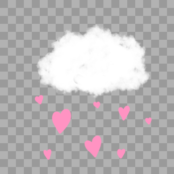 情人节云朵爱心雨手绘装饰图案图片素材免费下载