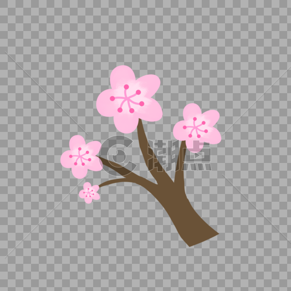 春天桃花花枝粉色手绘装饰图案图片素材免费下载