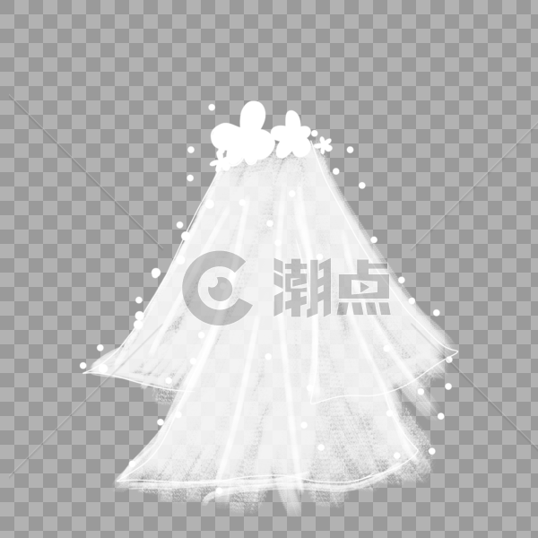 情人节白色头纱婚纱手绘装饰图案图片素材免费下载