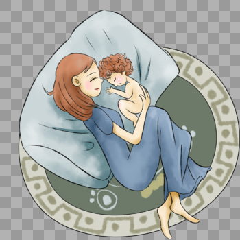 抱着孩子睡觉的母亲图片素材免费下载