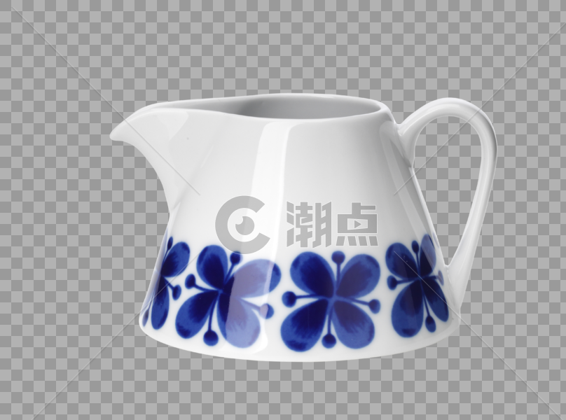 蓝色花朵图案牛奶壶图片素材免费下载