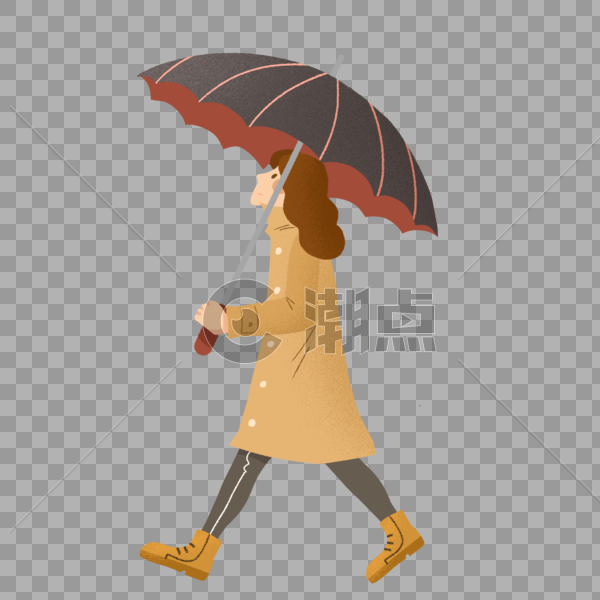 暴雨天撑着伞的女士图片素材免费下载