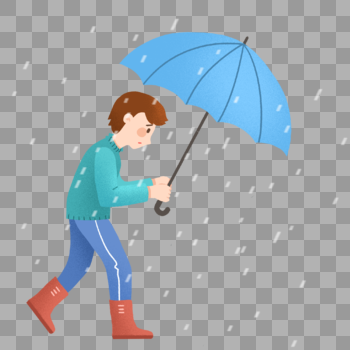 雨天撑着伞行走的男士图片素材免费下载
