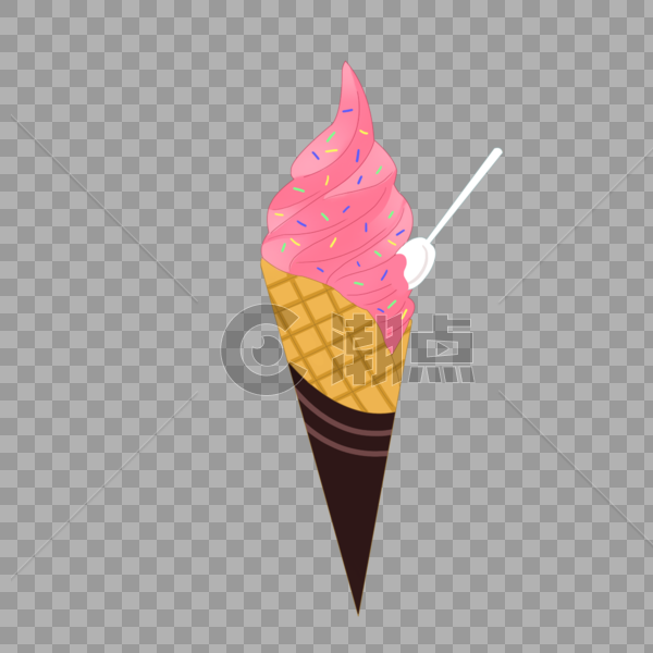 夏日草莓甜筒冰淇淋元素图片素材免费下载