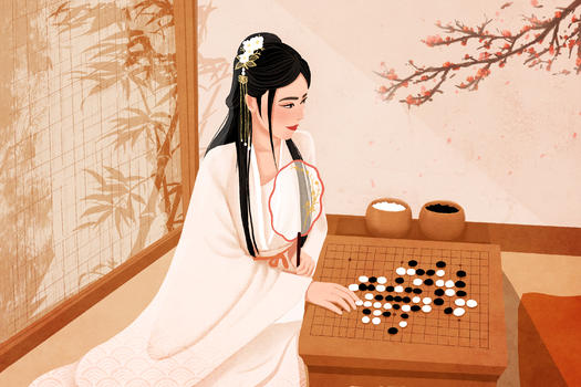 古风下棋女孩图片素材免费下载