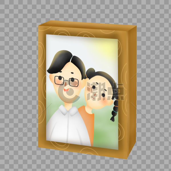 父亲和女儿合照相框图片素材免费下载