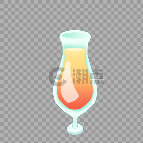 手绘卡通立夏玻璃杯橙色渐变鸡尾酒图片素材免费下载