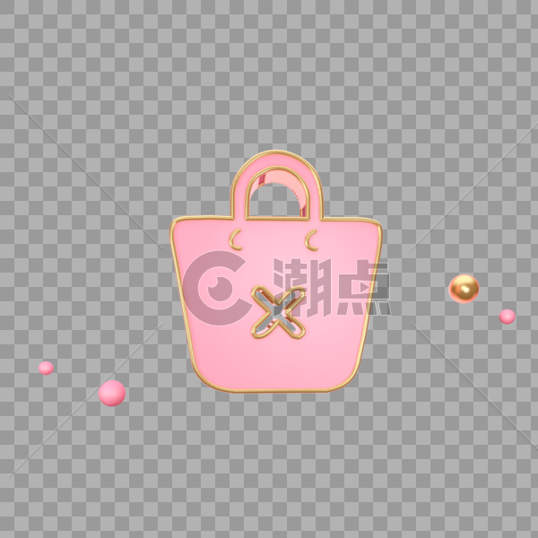 立体粉色购物袋子图标图片素材免费下载
