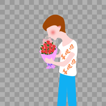 玫瑰表白的害羞男孩图片素材免费下载