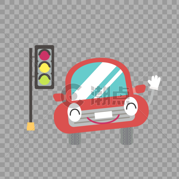 红绿灯和车矢量扁平元素图片素材免费下载