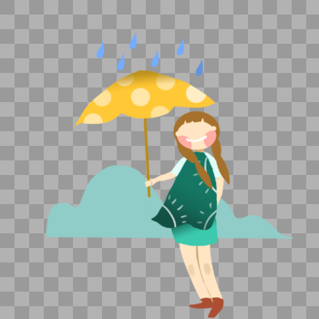 下雨打伞小女孩图片素材免费下载