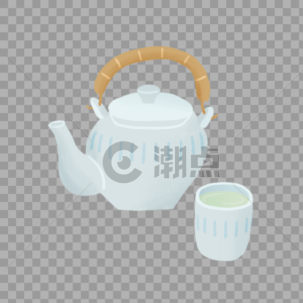 小清新手绘茶具元素图片素材免费下载