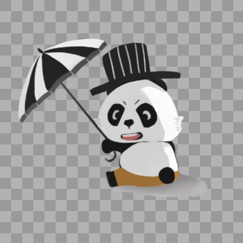 熊猫打伞图片素材免费下载
