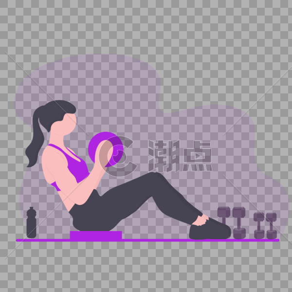 扁平化女性健身房健身插画图片素材免费下载