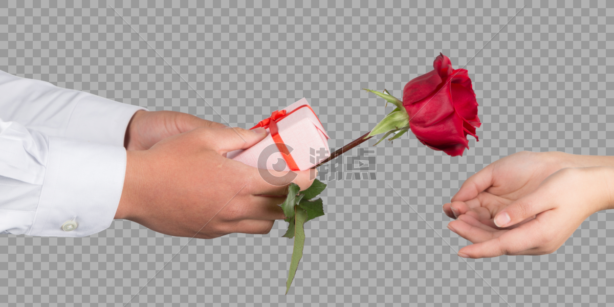 情人节手持玫瑰和礼物图片素材免费下载