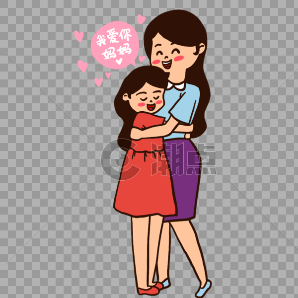 可爱女儿拥抱妈妈表爱意图片素材免费下载