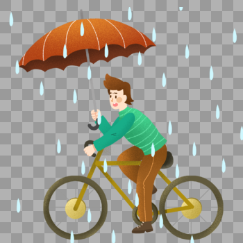 雨中骑自行车的男士图片素材免费下载