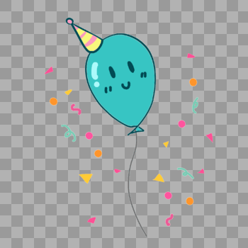 蓝色表情庆祝气球图片素材免费下载