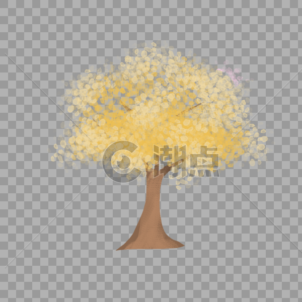 秋天小树黄色手绘装饰图案图片素材免费下载