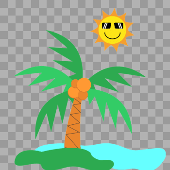 海边椰子树太阳图片素材免费下载
