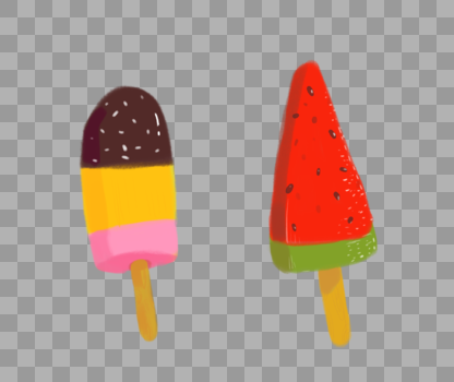 夏日水果西瓜巧克力冰棍图片素材免费下载