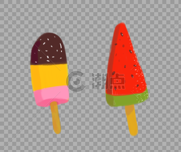 夏日水果西瓜巧克力冰棍图片素材免费下载