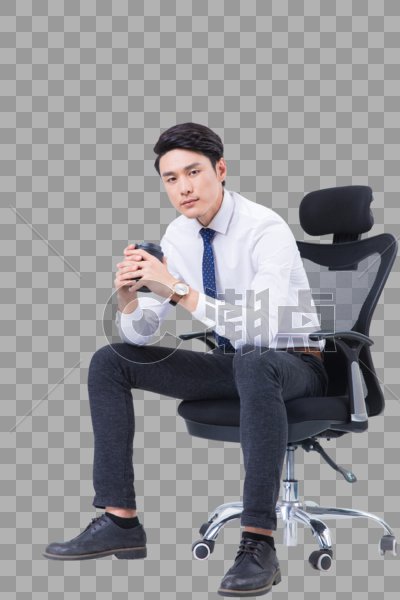 办公椅上自信的商务男士形象图片素材免费下载
